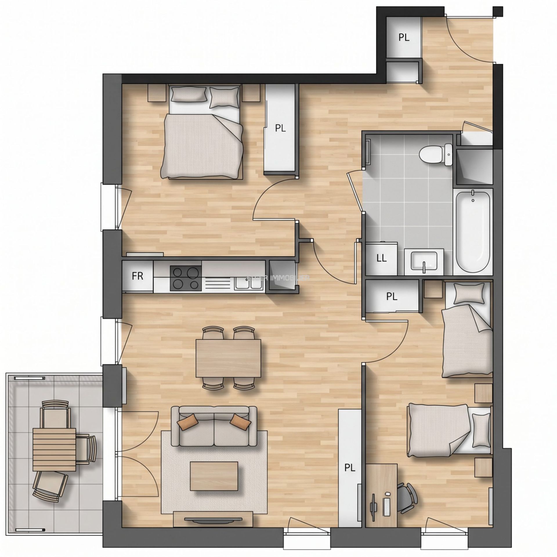 apartment 3 Rooms for rent on Colombes (92700)